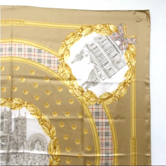 EUC VINTAGE Burberry’s 100% Silk Monuments Scarf - Picture 3 of 6